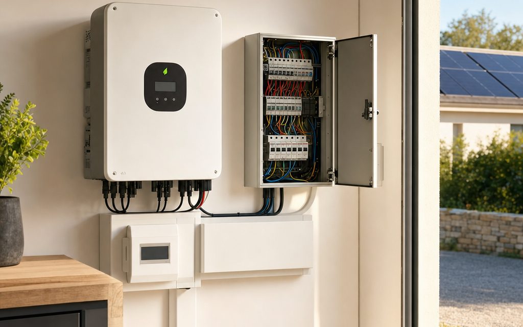 Compteur électrique et onduleur photovoltaïque dans un local technique